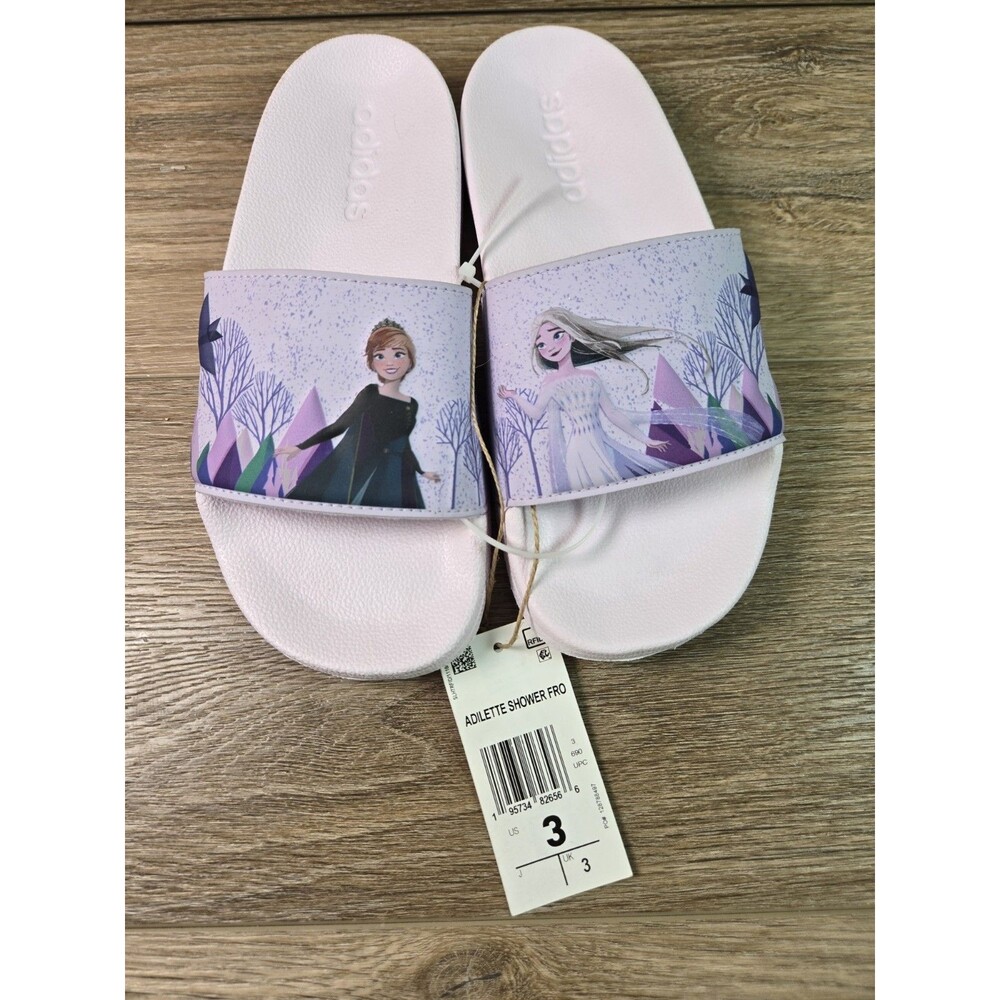 NEW adidas X Disney Kids' Frozen Adilette Shower Slides Big Kid 3
